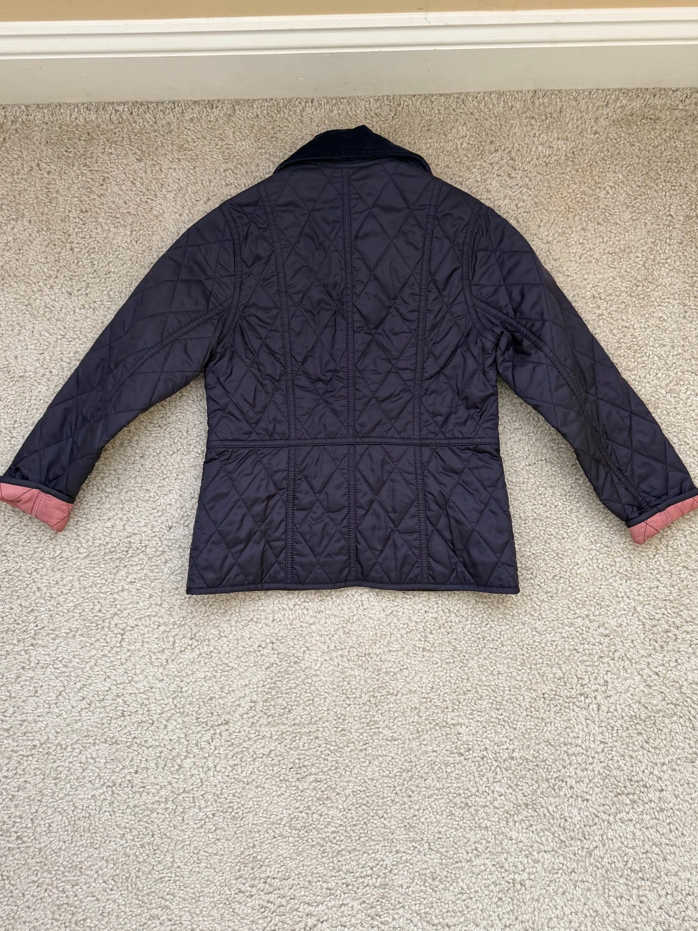 Girl’s Barbour Liddersdale Quilted Jacket /Coat Navy S (6/7) - Picture 2 of 5